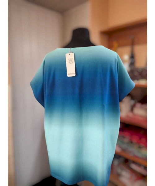 Bluza oversize z rozmytym efektem OMBRE ciemny niebieski /turkus